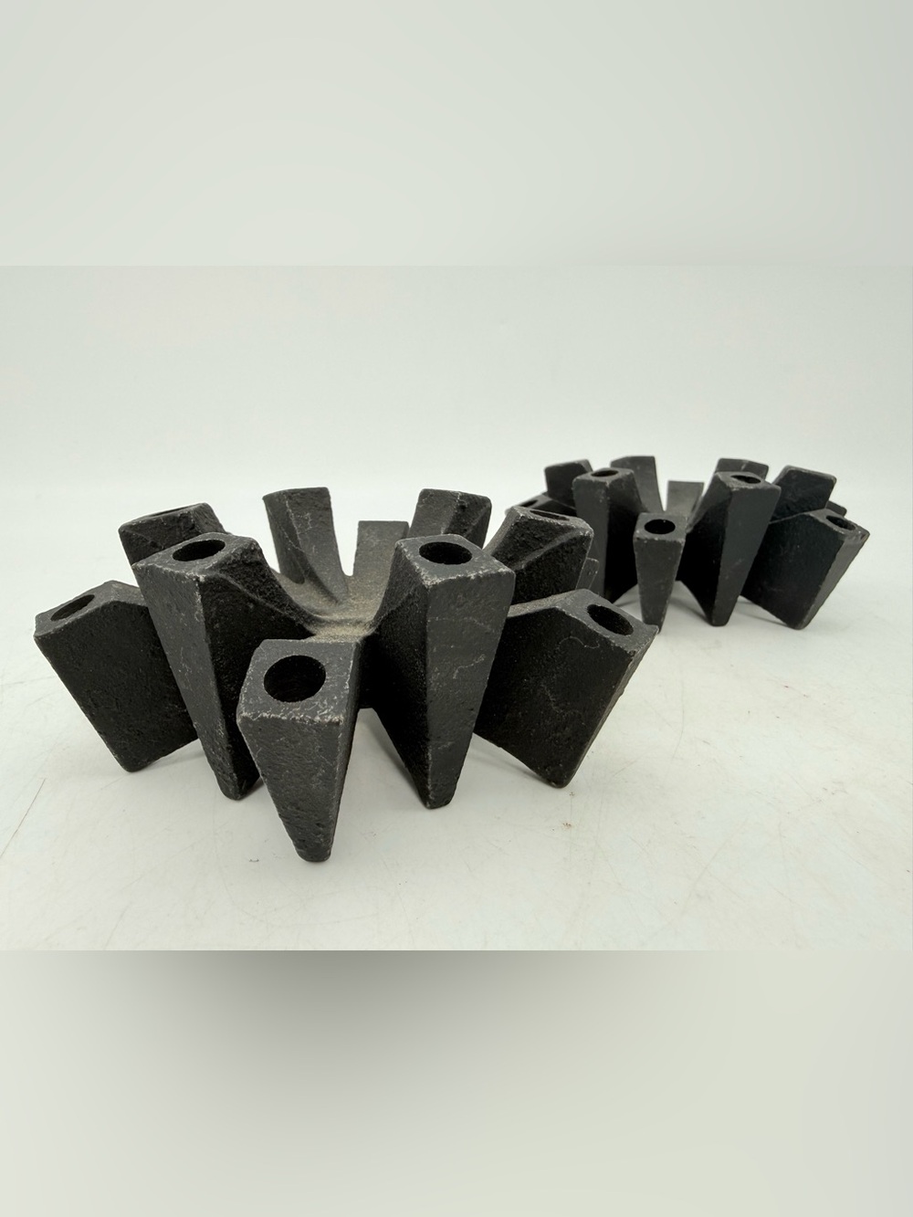 Handcrafted Black Geometric Iron Candlestick Holder Set - Home Art - Picture 1 of 10